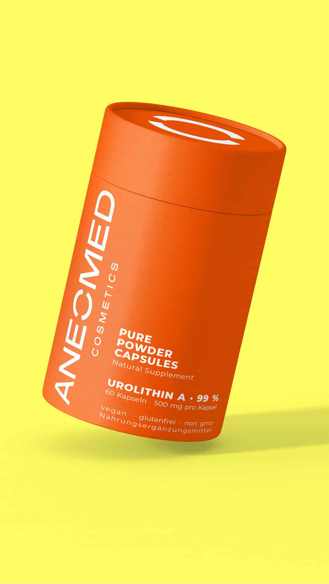 ANEOMED Cosmetics Urlithin A Kapseln Nahrungsergänzungsmittel Longevity Langlebigkeit Holistic Health Granatapfel Zellgesundheit Nachhaltige Verpackung