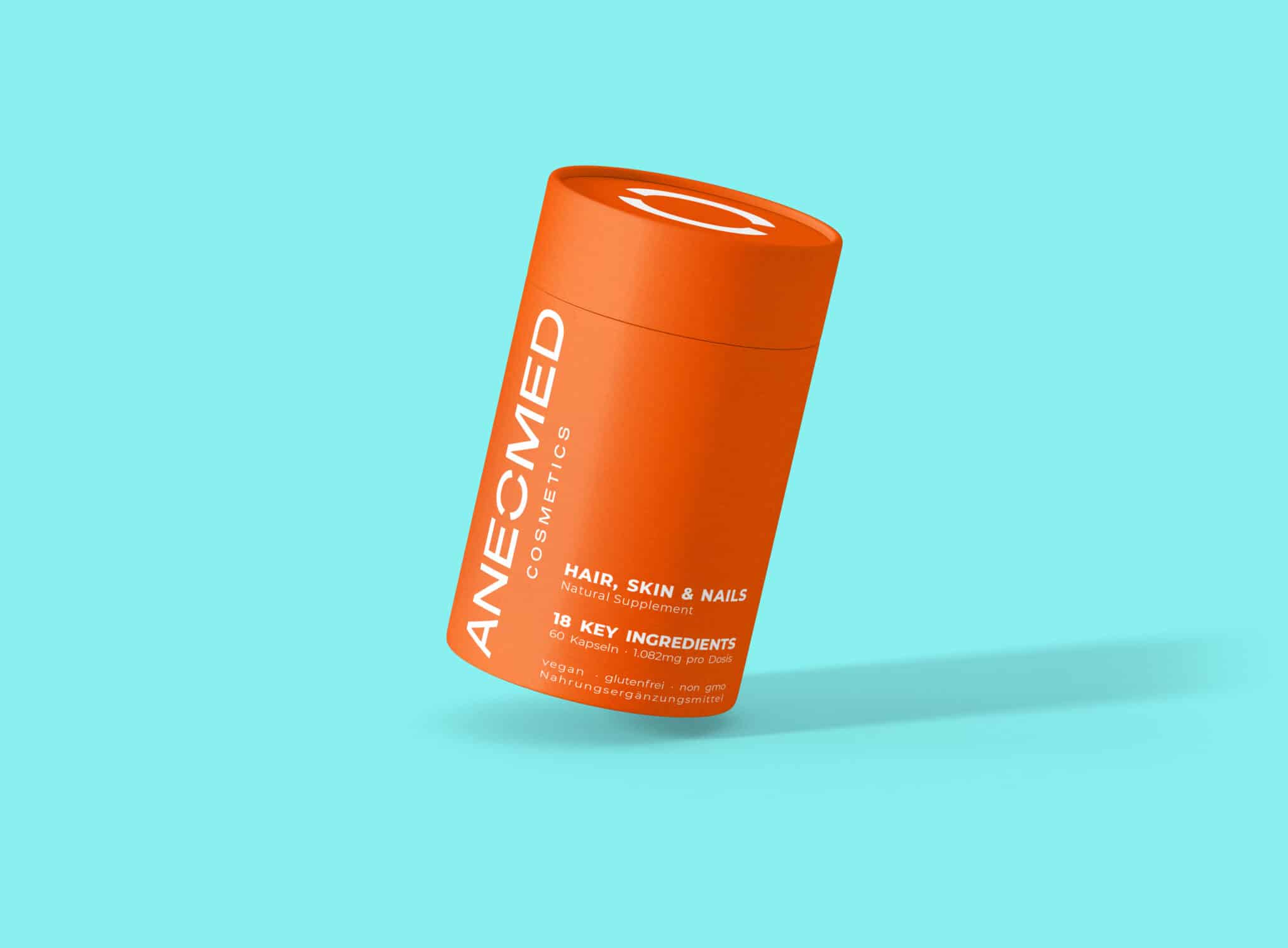 ANEOMED Cosmetics - Hair, Skin und Nails - Haut Haare Nägel veganes Nahrungsergänzungsmittel - vegan - 18 Haupt-Inhaltsstoffe - Ingredients